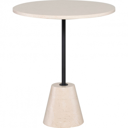 Bianca Side Table in Polished Cappuccino Marble & Black Stainless Steel